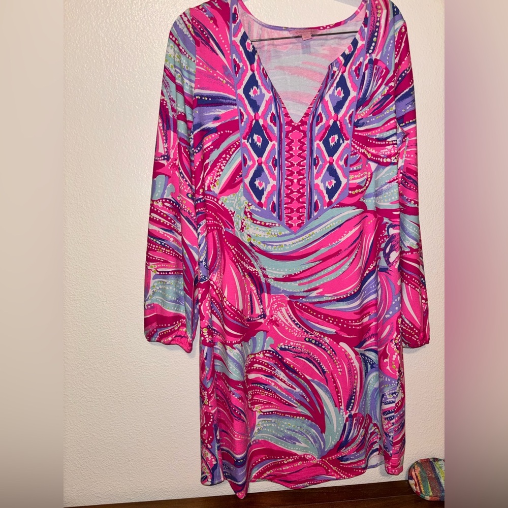 Lilly Pulitzer Gianna Tunic Dress in Oh My Guava Print size M nwot - Picture 2 of 3